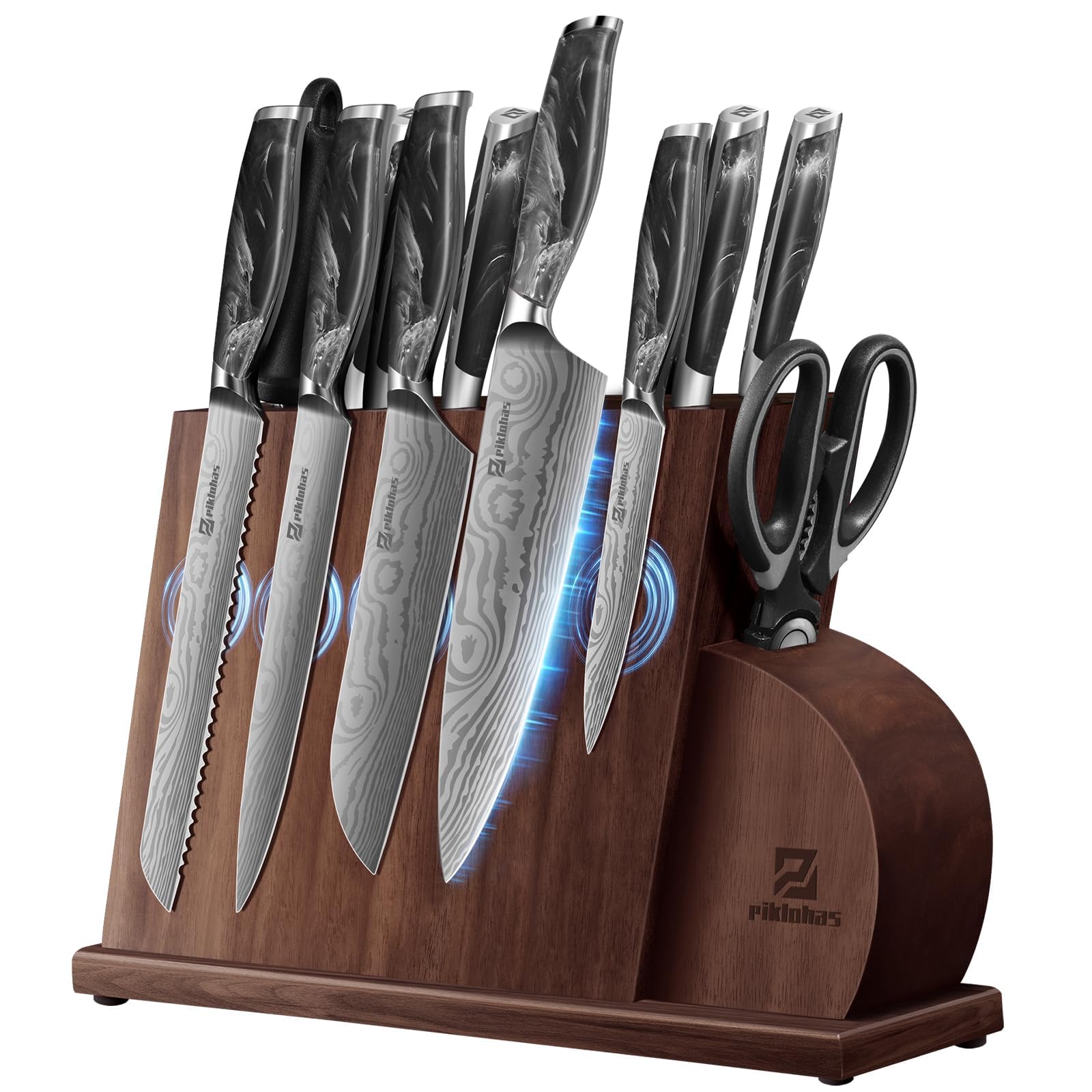 Knife Set for Kitchen 14 Pieces with Magnetic Block, German Razor Sharp High Carbon