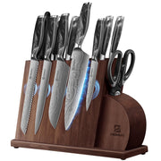Knife Set for Kitchen 14 Pieces with Magnetic Block, German Razor Sharp High Carbon