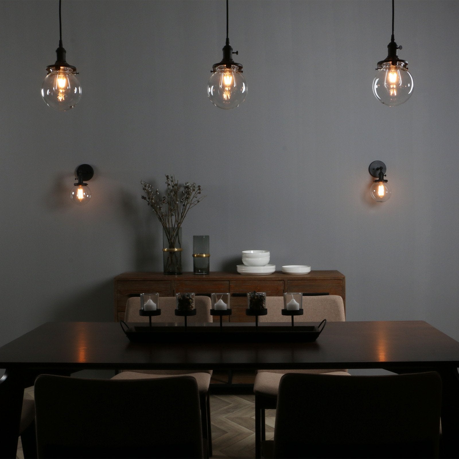 Black Bathroom Light Fixture Single Industrial Wall Sconce with 5.9 Inches Globe