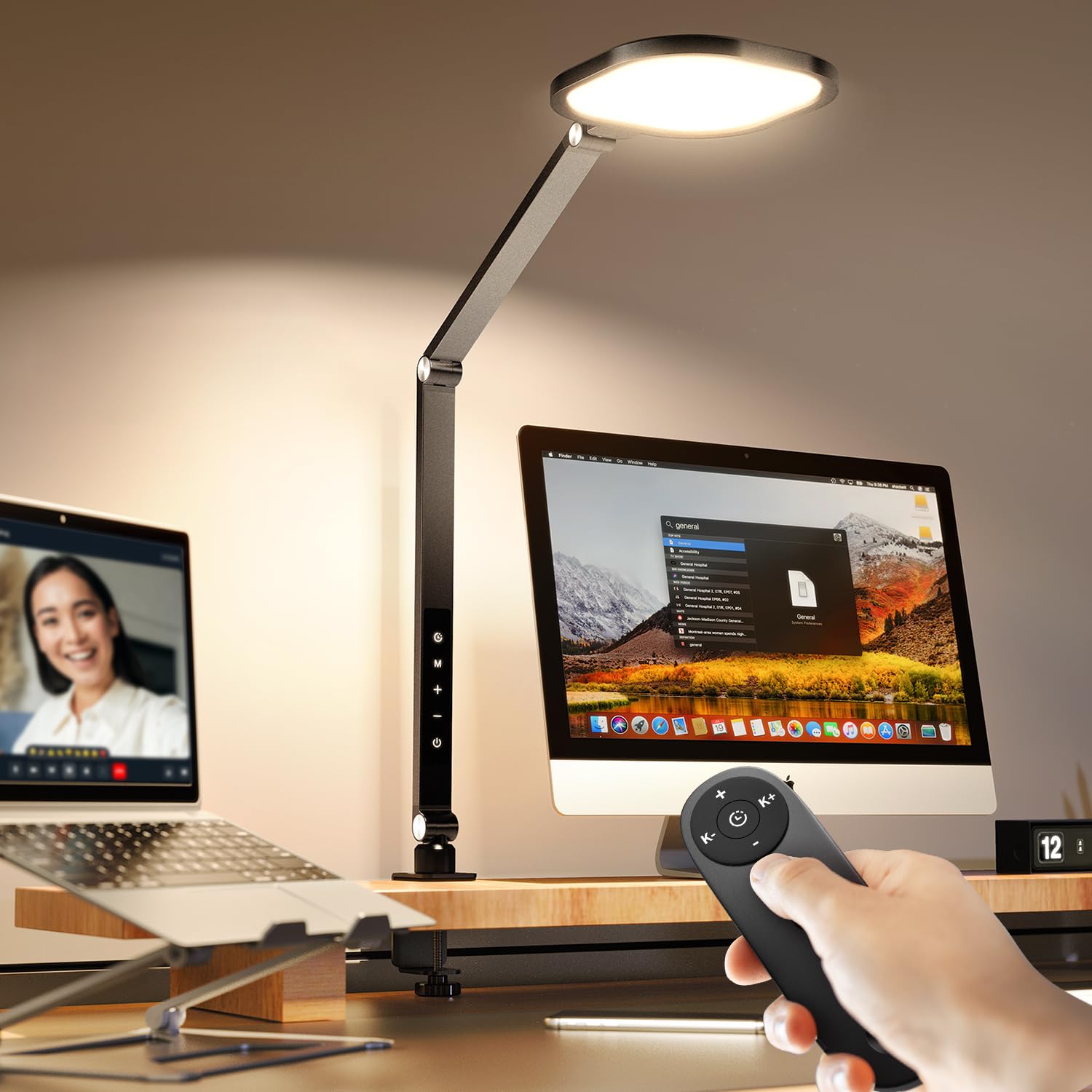 Lamps for Home Office, 1200LM Adjustable Swing Arm Desk Light with Clamp