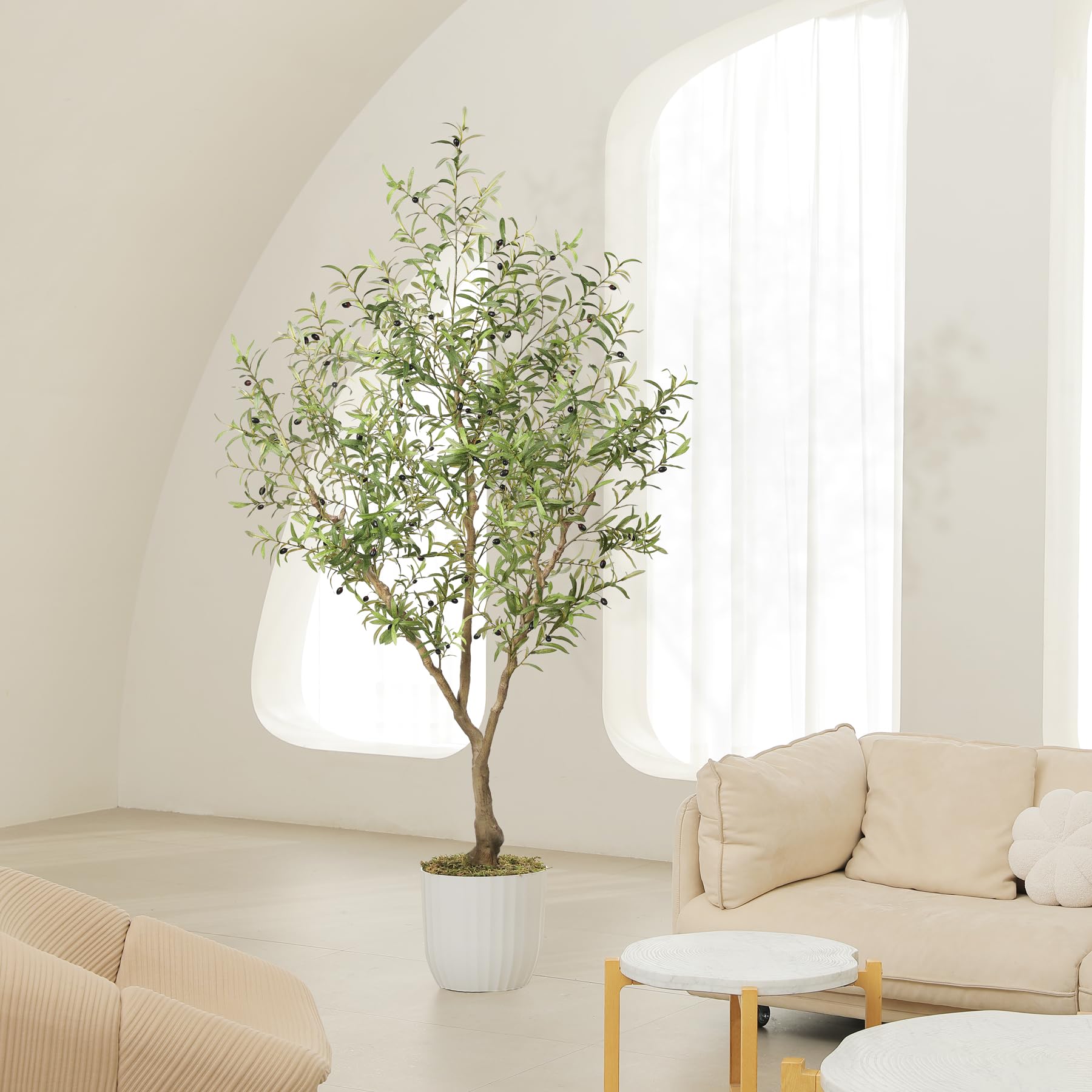 Olive Trees Artificial Indoor - Faux Olive Tree 7ft with Large Olive Branches