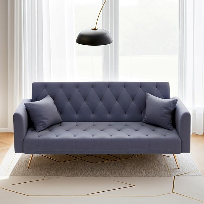 72"Modern Velvet Sofa Bed Futon,Convertible Folding Sleeper Bed Couches