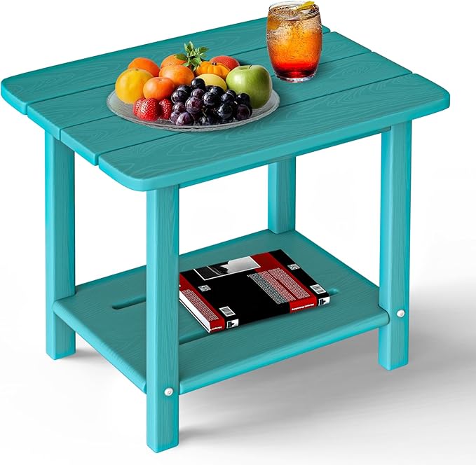 Adirondack Square Side Table - 18.4" Large Panel HDPE Outdoor End Table