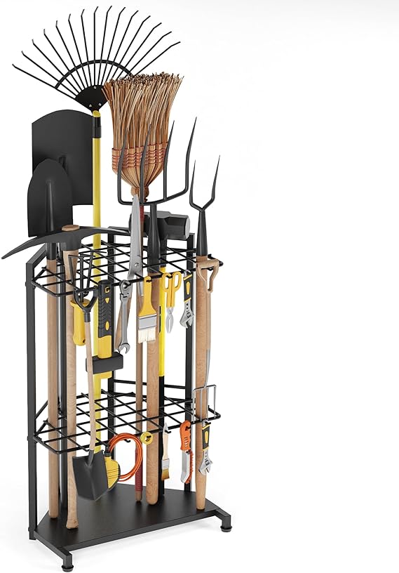 Garden Tool Organizer, Yard Tool Tower Rack for Garage Organization and Storage