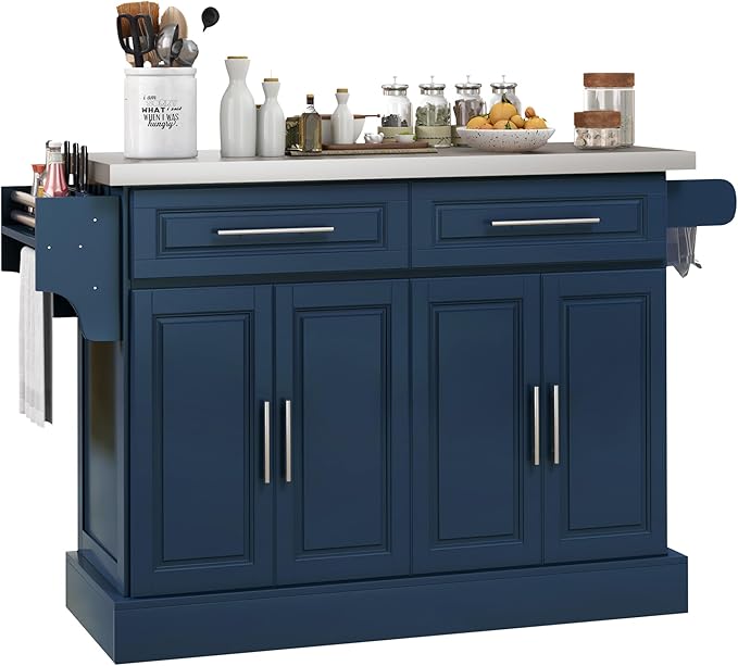 Rolling Kitchen Island Cart with Wheels, Portable Island Table for Kitchen