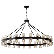 Black Wagon Wheel Chandelier, 48inch Large Crystal Chandeliers for High Ceiling