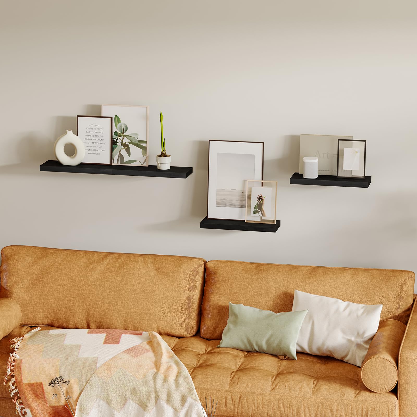 Floating Shelves for Wall, Wall Mounted Rustic Wood Shelves for Bathroom, Living Room