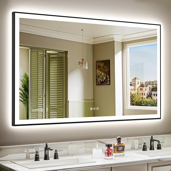 60x36 Inch LED Bathroom Mirror with Lights Front and Backlit Lighted Vanity Mirror