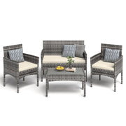 4 Pieces Patio Furniture Set, Outdoor Wicker Rattan Patio,Patio Furniture Sets