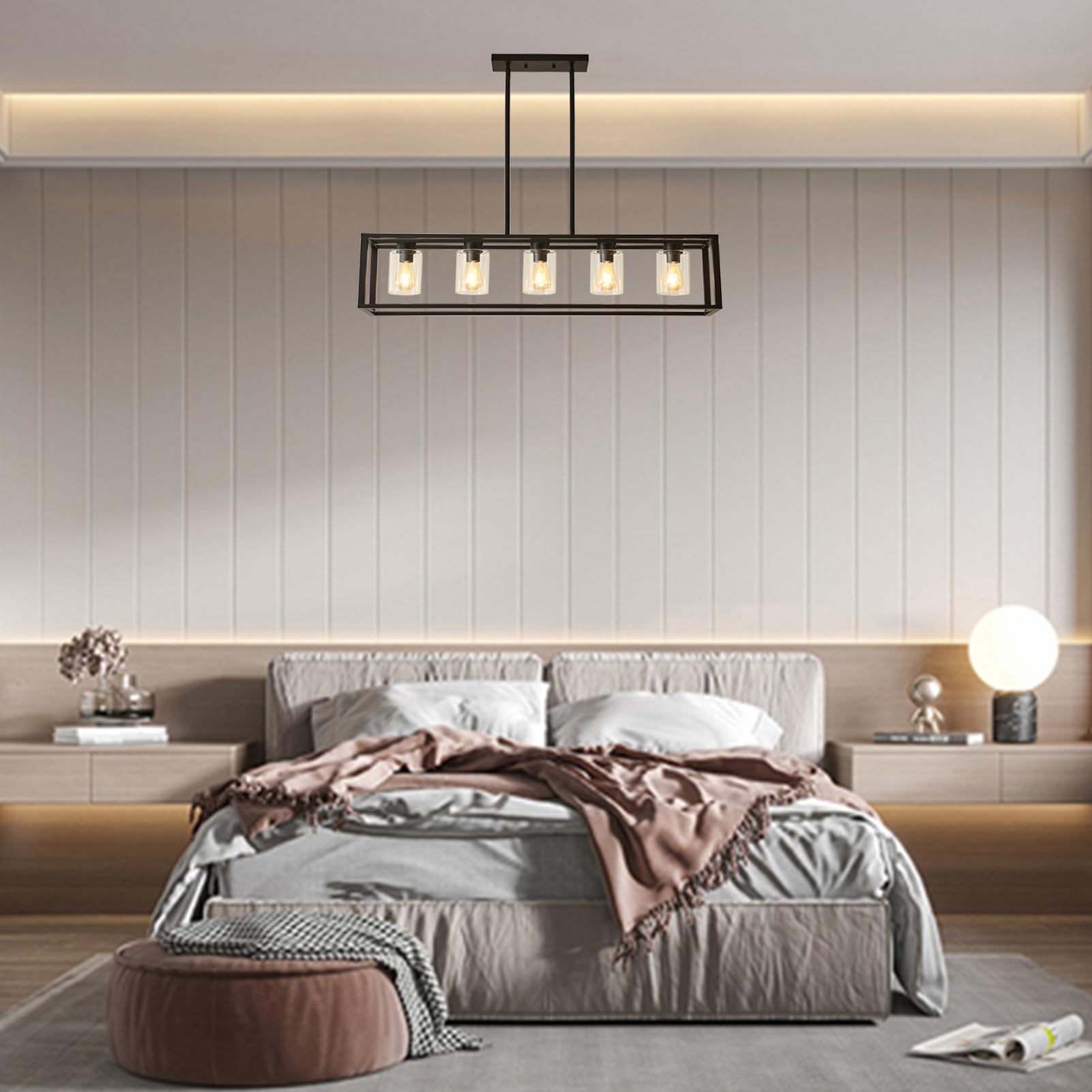 Farmhouse Dining Room Light Fixture Kitchen Island Pendant Lighting Rectangle Black Dining