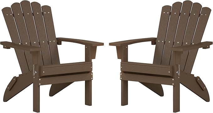 Folding HDPE Adirondack Chair Set of 4, Weather-Resistant Patio Chair