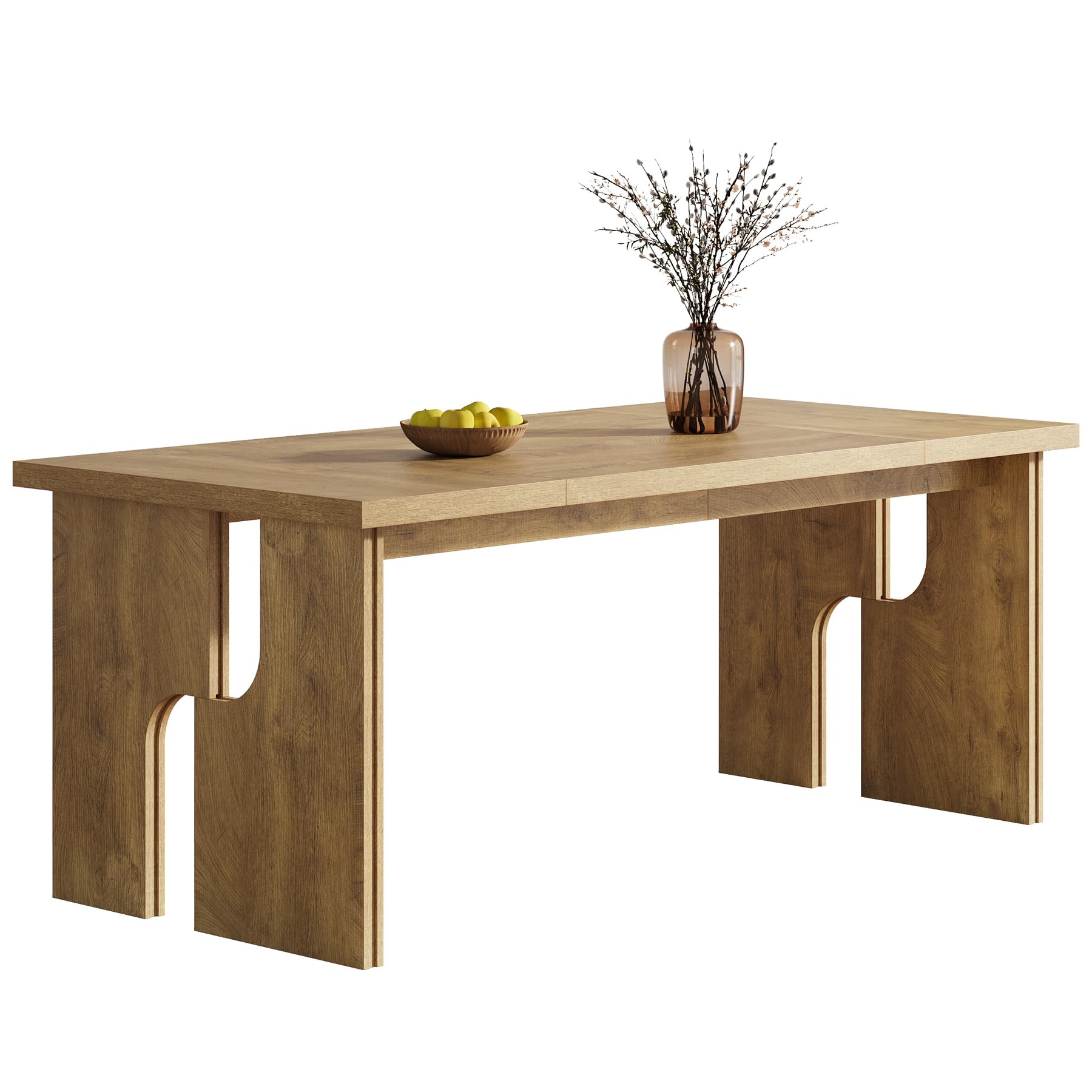 63-Inch Dining Table for 4-6 People, Farmhouse Kitchen Table with Unique Legs