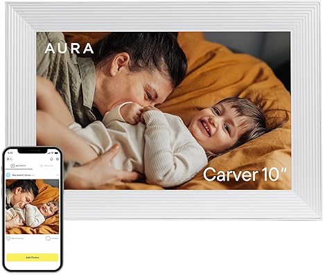 Carver HD WiFi Digital Picture Frame, 10.1”, Add Photos with Aura App
