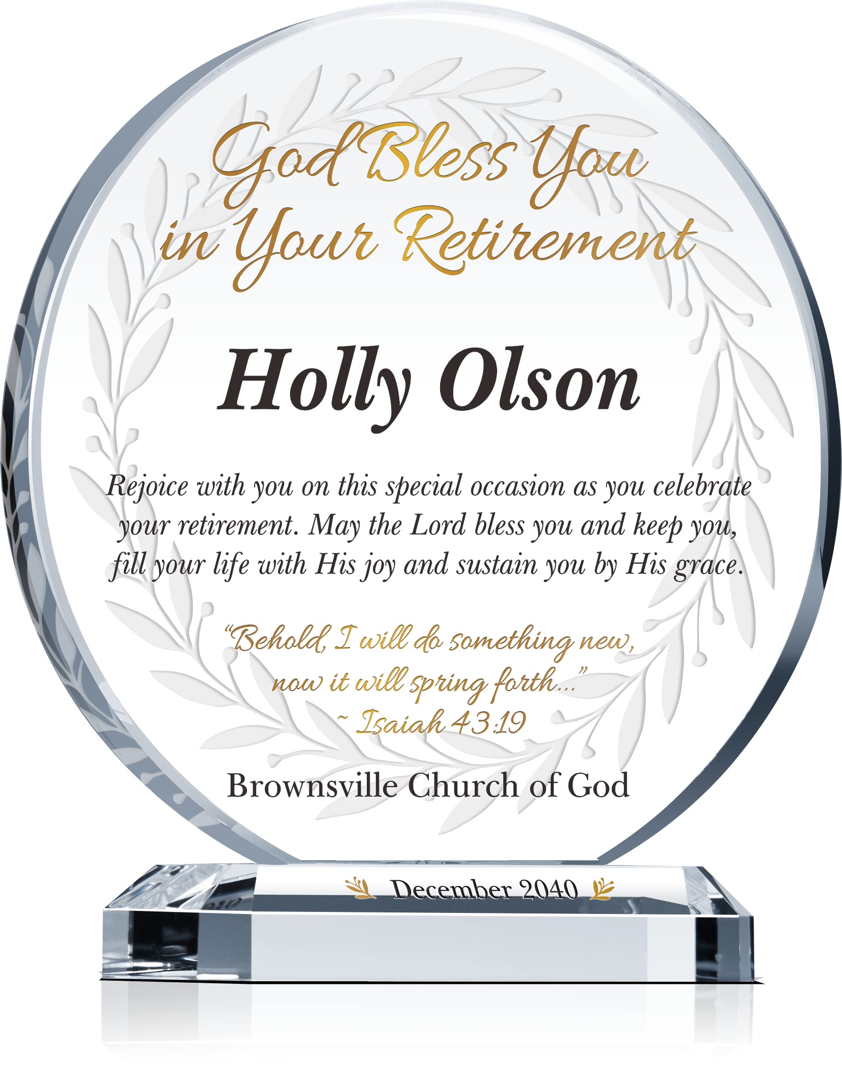 Custom Religious Retirement Gift for Pastor, Elder, Church Member, Co-Worker