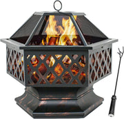 Shaped Fire Pit with Fire Picker for Garden 24 Inch Wood Burning Bonfire Firebowl