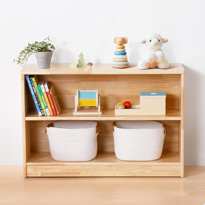 Wood Montessori Shelf and Toy Storage, 23.6" L, Compact Toddler Bookshelf
