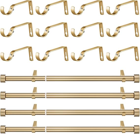 4 Packs Curtain Rods for Windows 32-84 Inch Adjustable Curtain Rod Set Heavy Duty