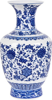 13” Classic Blue and White Porcelain Vase, Art Decor Big Vase,China Jingdezhen