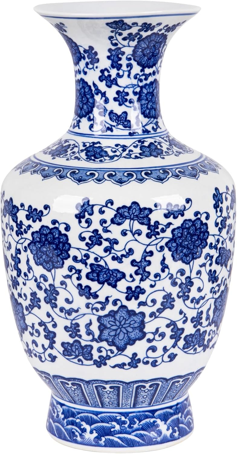 13” Classic Blue and White Porcelain Vase, Art Decor Big Vase,China Jingdezhen
