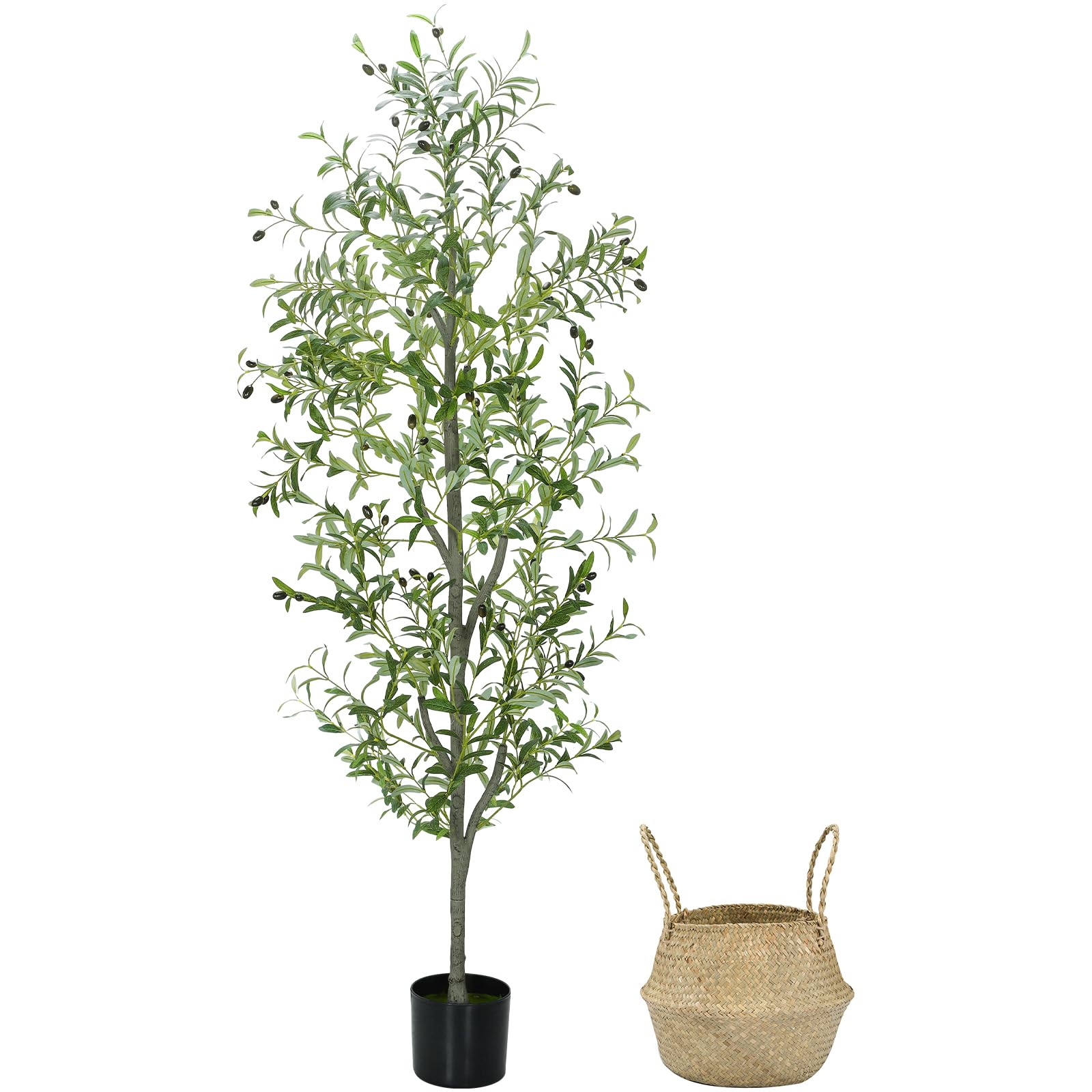 Faux Olive Tree 6FT Silk Plant Artificial Indoor, 6 FT Fake Potted Olive