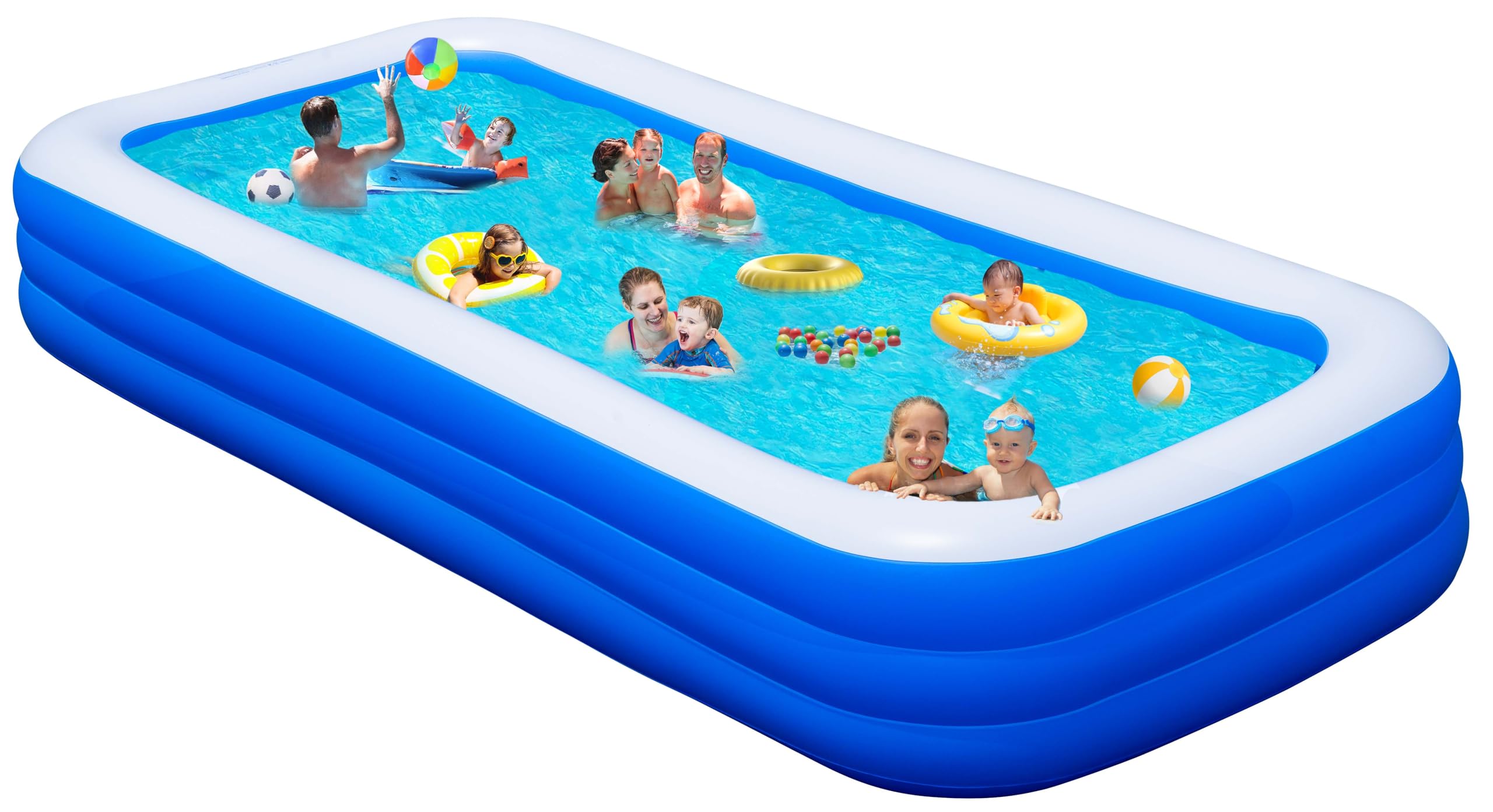 Inflatable Pool with Pump, Lylting 158"x74"x22" Big Outdoor Blow Up Pool