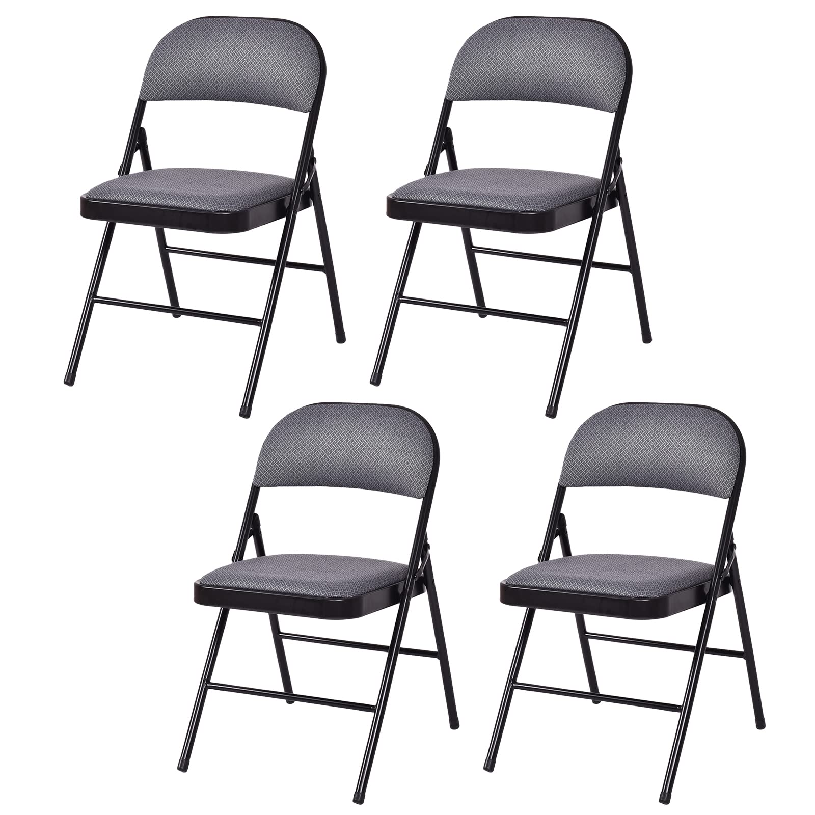 4-Pack Folding Chair, Portable Chairs with Upholstered Padded Seat and Back