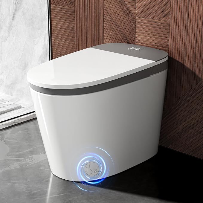 Smart Toilet, Bidet Toilet with Pump Assisted Flush, Foot Sensor Operation