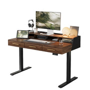 Standing Desk with 3 Drawers, 48 x 26 Inches Height Adjustable Desk with Monitor Shelf