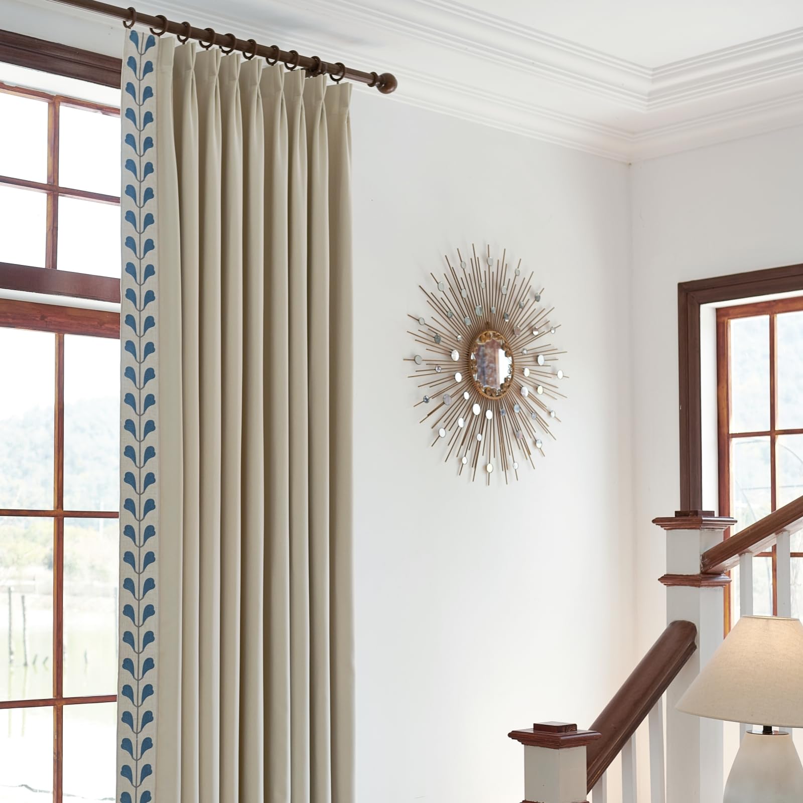 Cotton Linen Solid Colour Curtains, Beige Pinch Pleat Curtains