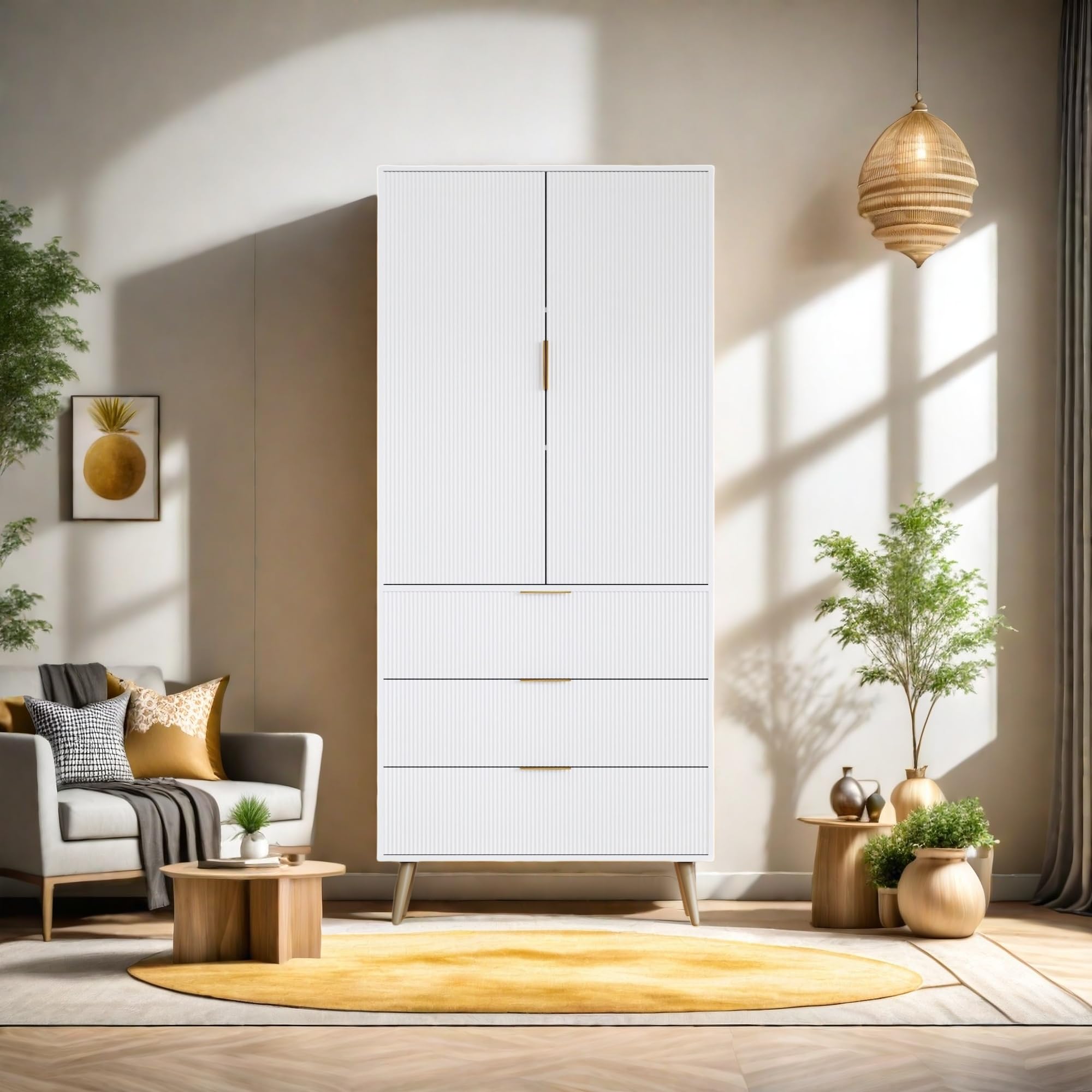 Storage Cabinet, Kitchen Pantry Storage Cabinet with 3 Drawers 2 Doors