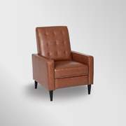 LeatherSoft Button Tufted Pushback Recliner, Mid-Century Modern Recliner Chair