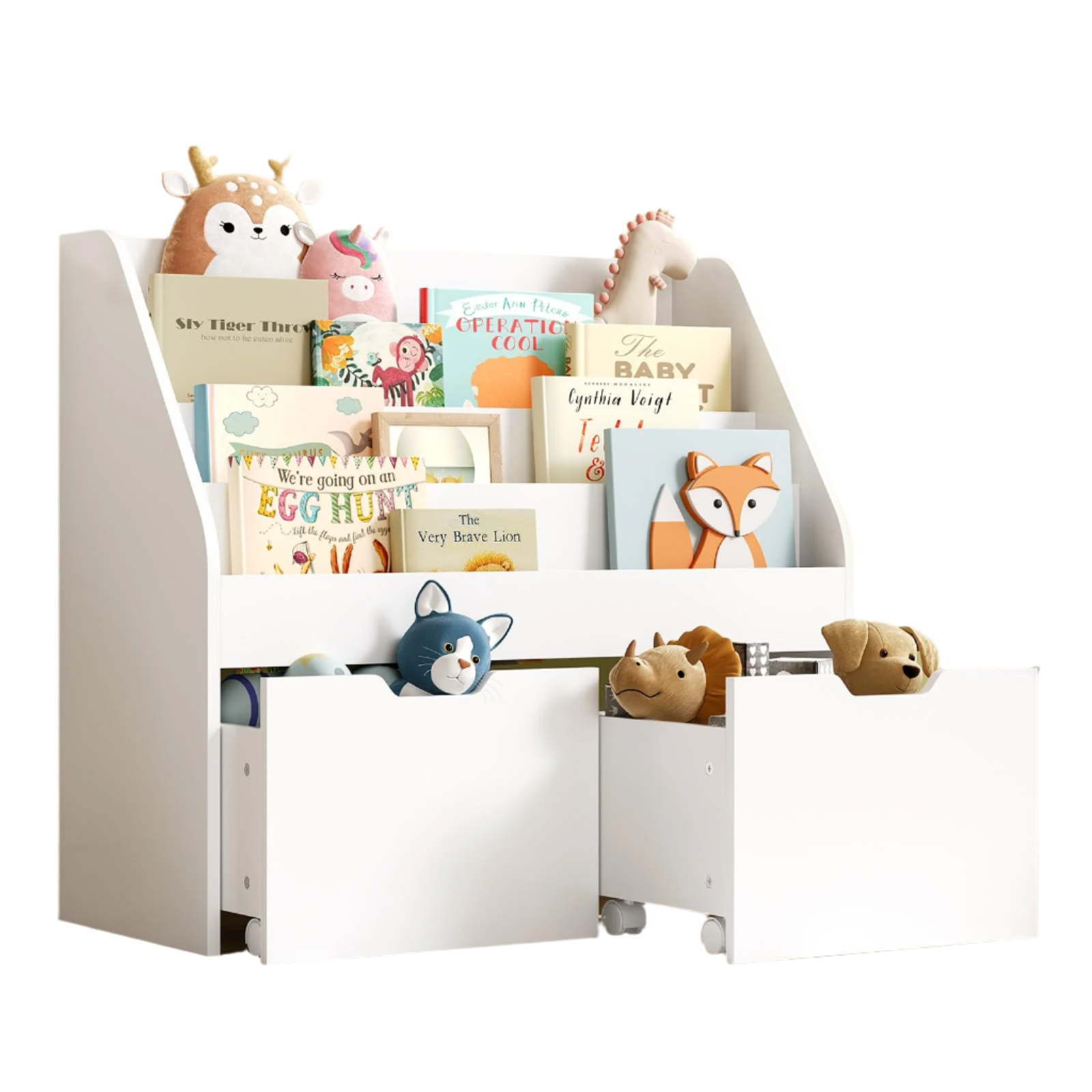 Kids Bookshelf - 4 Tier Small Bookcase for Kids Room, Toy Storage for Children