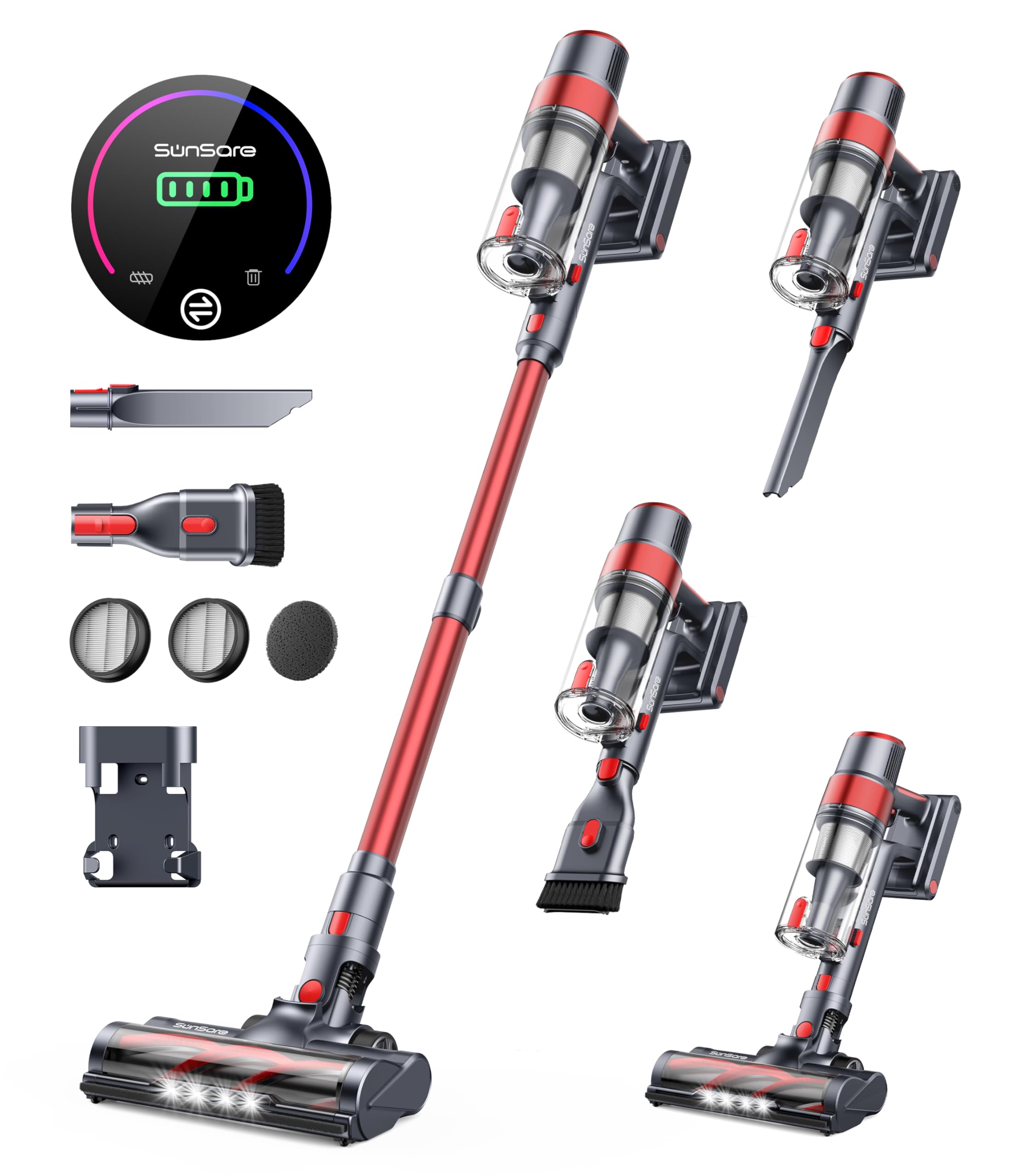 Cordless Vacuum Cleaner, 450W 40Kpa Stick Vacuum with Touch Screen
