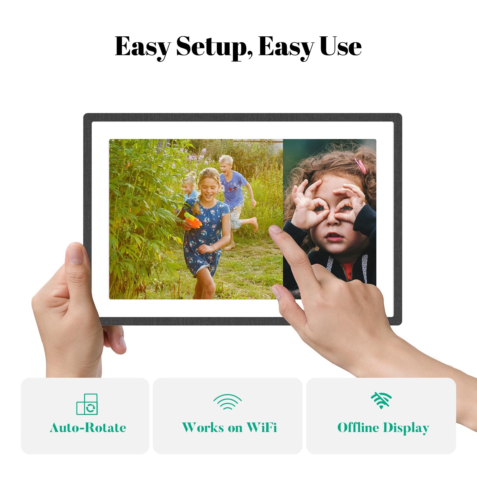 pexar by Lexar Digital Picture Frame, 2K Resolution Ultimate Clarity, 11'' Anti-Glare Touch Screen Stunning Under Lighting, WiFi Photo Frame 32GB for Home Decor, Gifting, Share Photos/Videos via APP