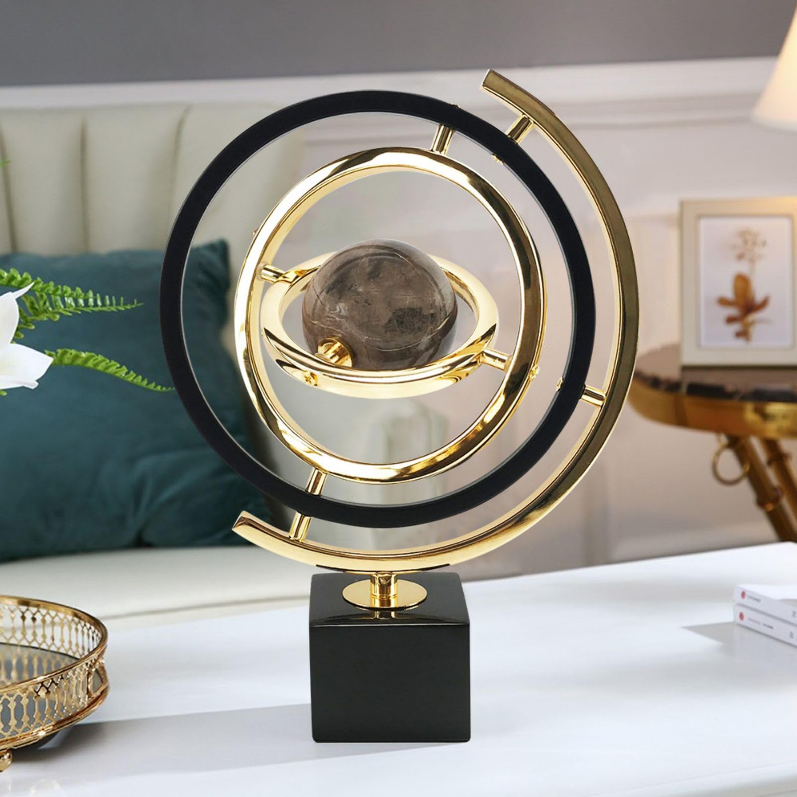 Modern Sculpture Decor Abstract Art Decoration Metal Globe Ornament Living Room Decor