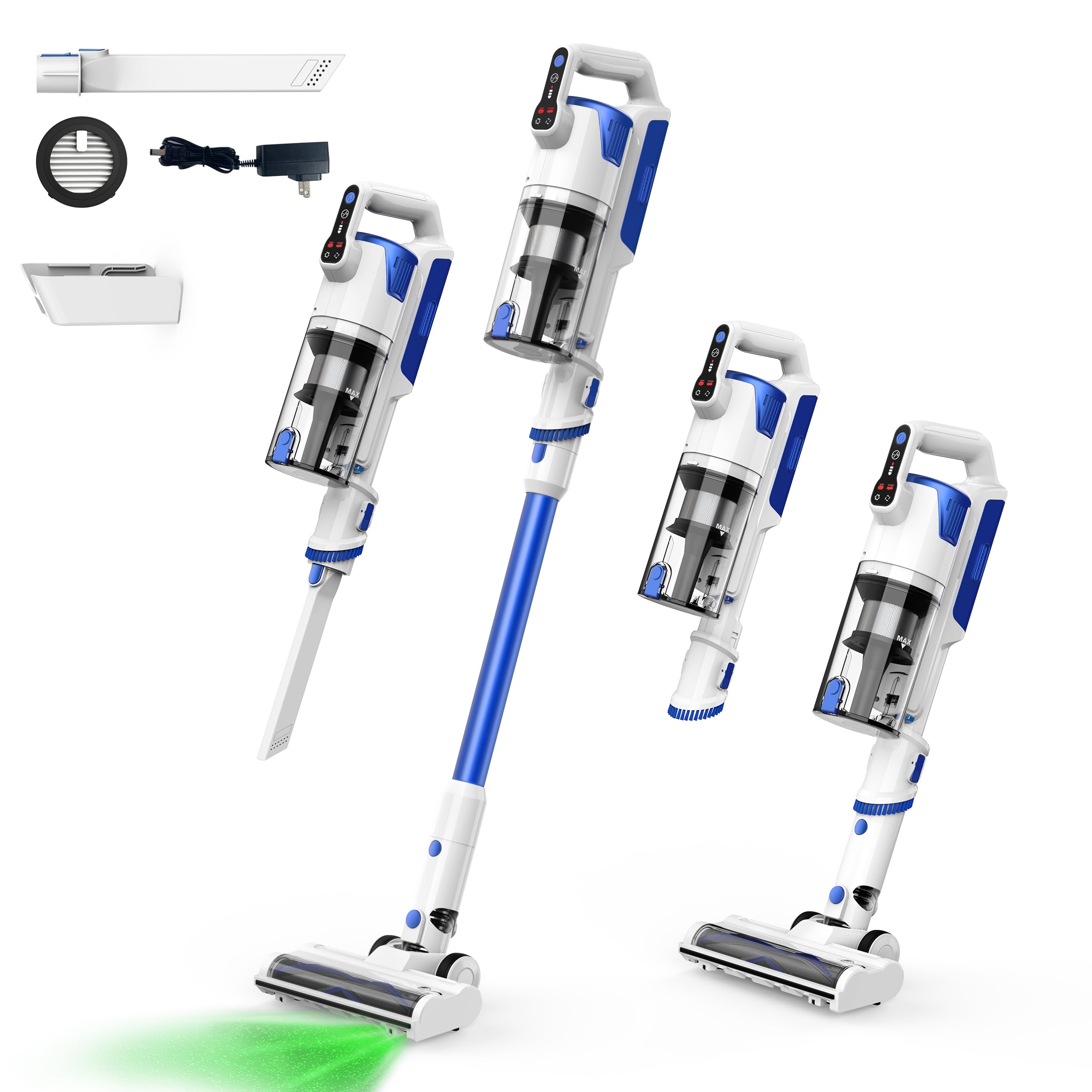 Cordless Vacuum Cleaner, Brushless Motor Powerful Suction Stick Vacuum, LED Display