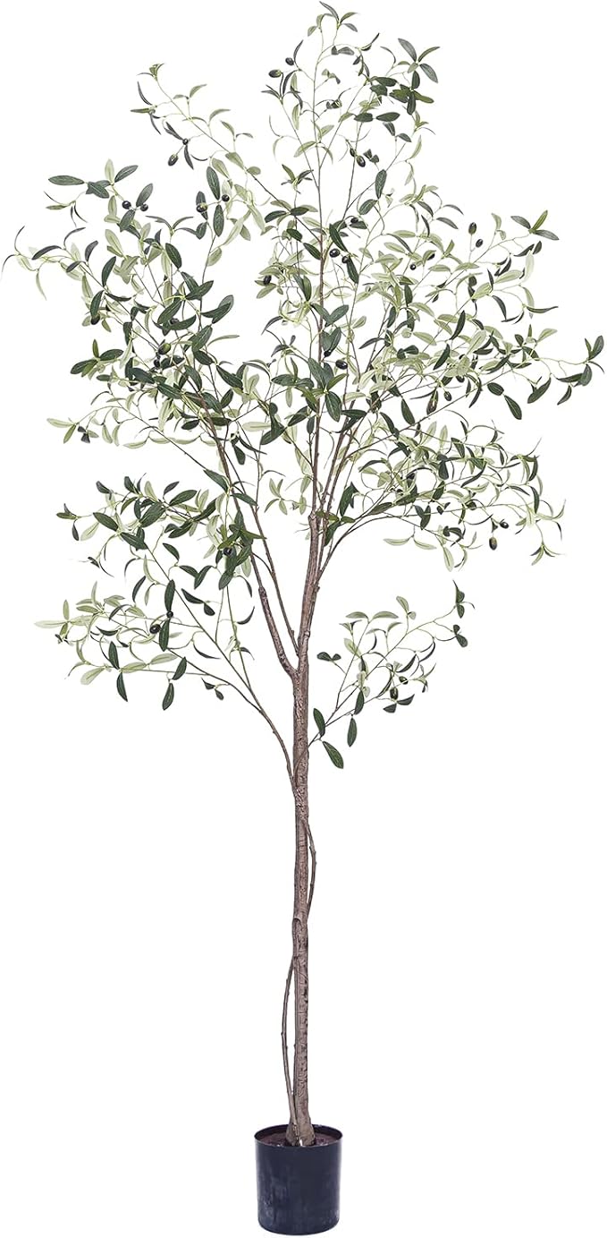 Artificial Olive Tree Tall Fake Potted Olive Silk Tree with Planter Large Faux Olive Branches