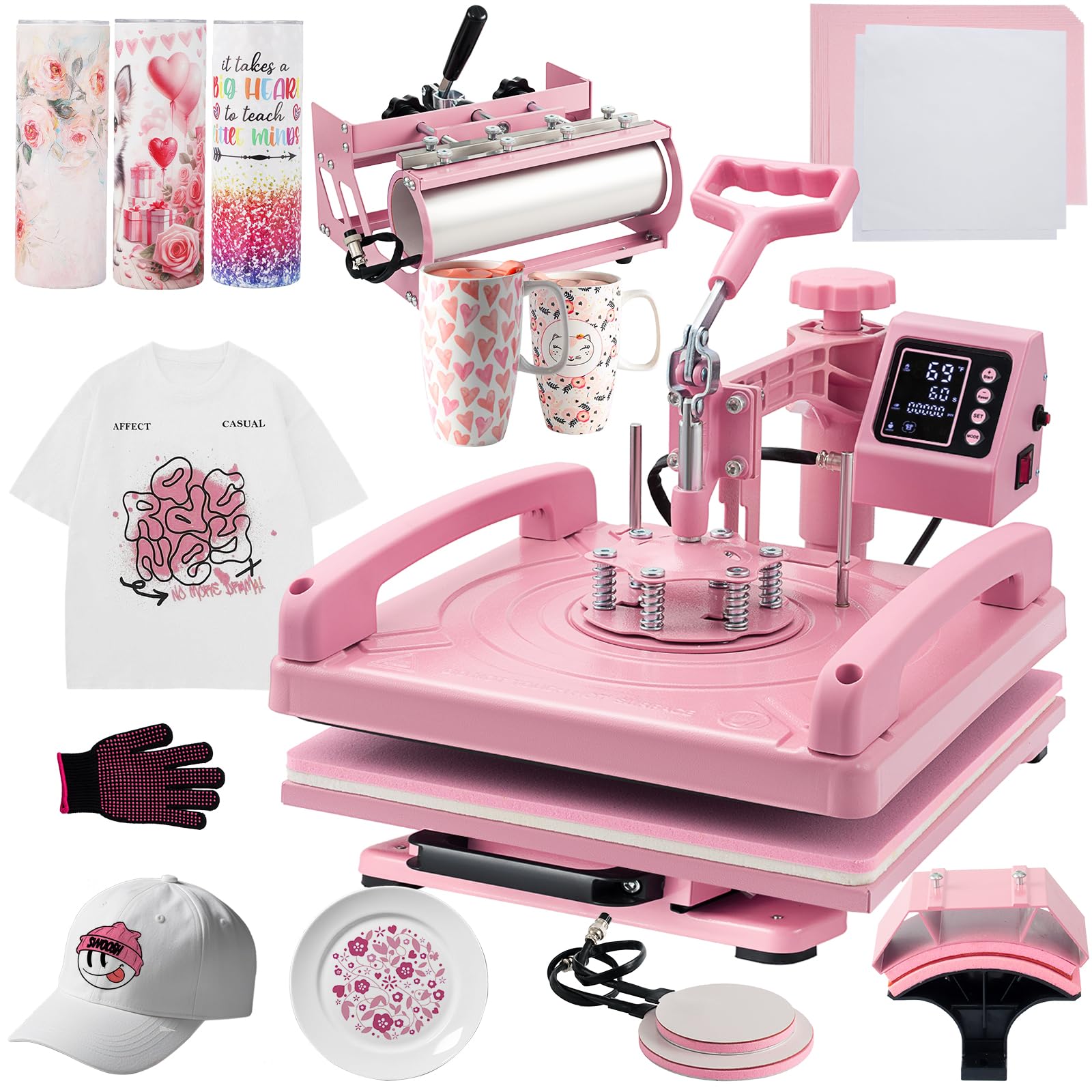 Press 15x15 inch, Heat Press Machine for T-Shirts, 5 in 1 Heat Press Machine