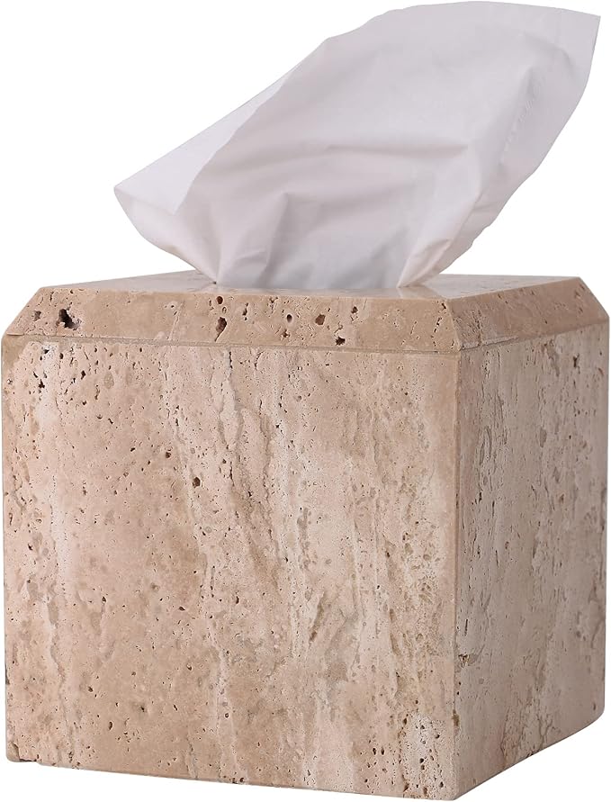 Tissue Box Cover Italy Natural Marble Heavy Duty Square Facial Toilet Paper Holder