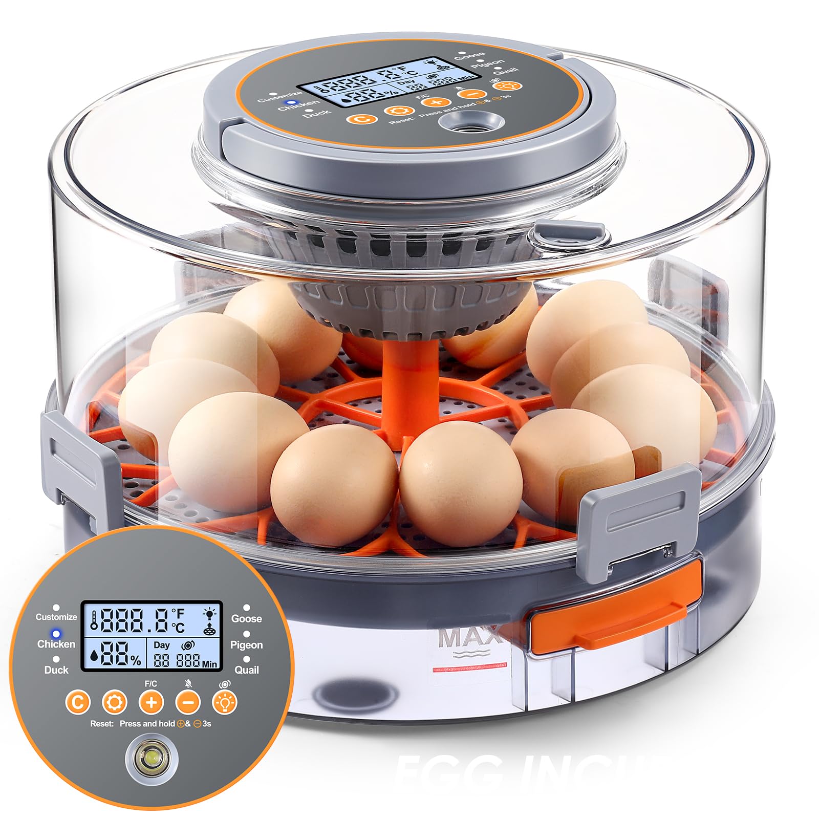 Incubator 12-40 Eggs - Automatic 760° Egg Turner with Digital Display