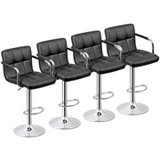 Bar Stools Set of 4, Modern PU Leather Adjustable Swivel Barstool with Back and Arms