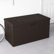 Gallon Outdoor Storage Box with Storage Divider, Weather Resistant Resin