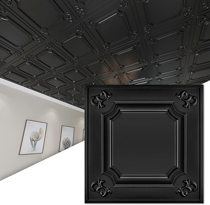 Ceiling Tiles 24x24 in White (12-Pack, 48 Sq.ft), Wainscoting Panels