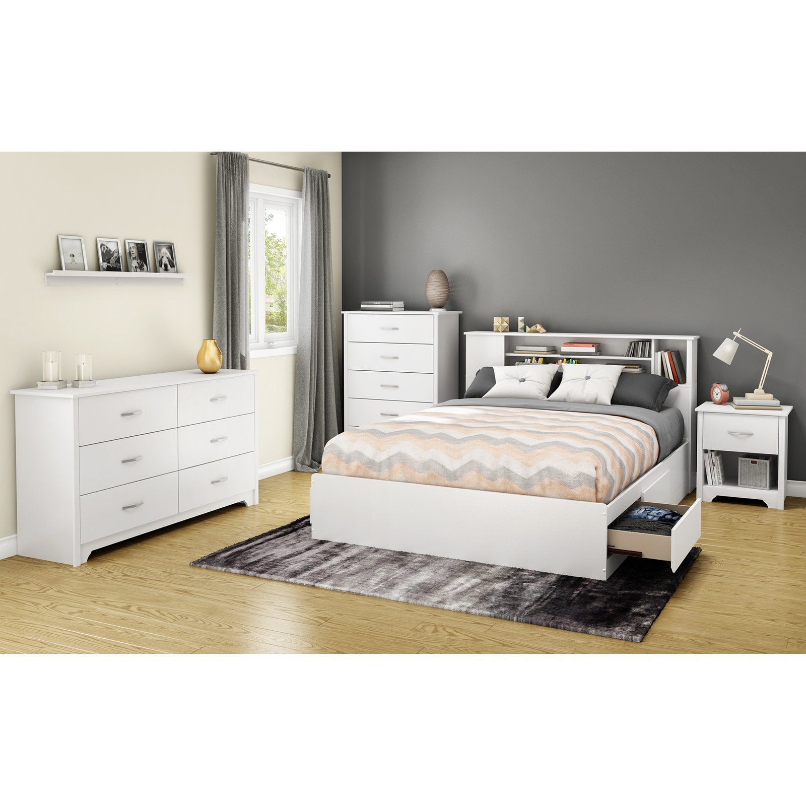 Fusion 6-Drawer Double Dresser Pure Black