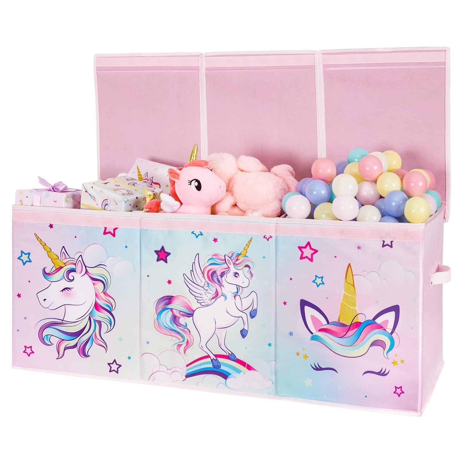 Extra Large Toy Chest - Unicorn Toy Box Chest Organizer with Flip-Top Lid Collapsible Sturdy