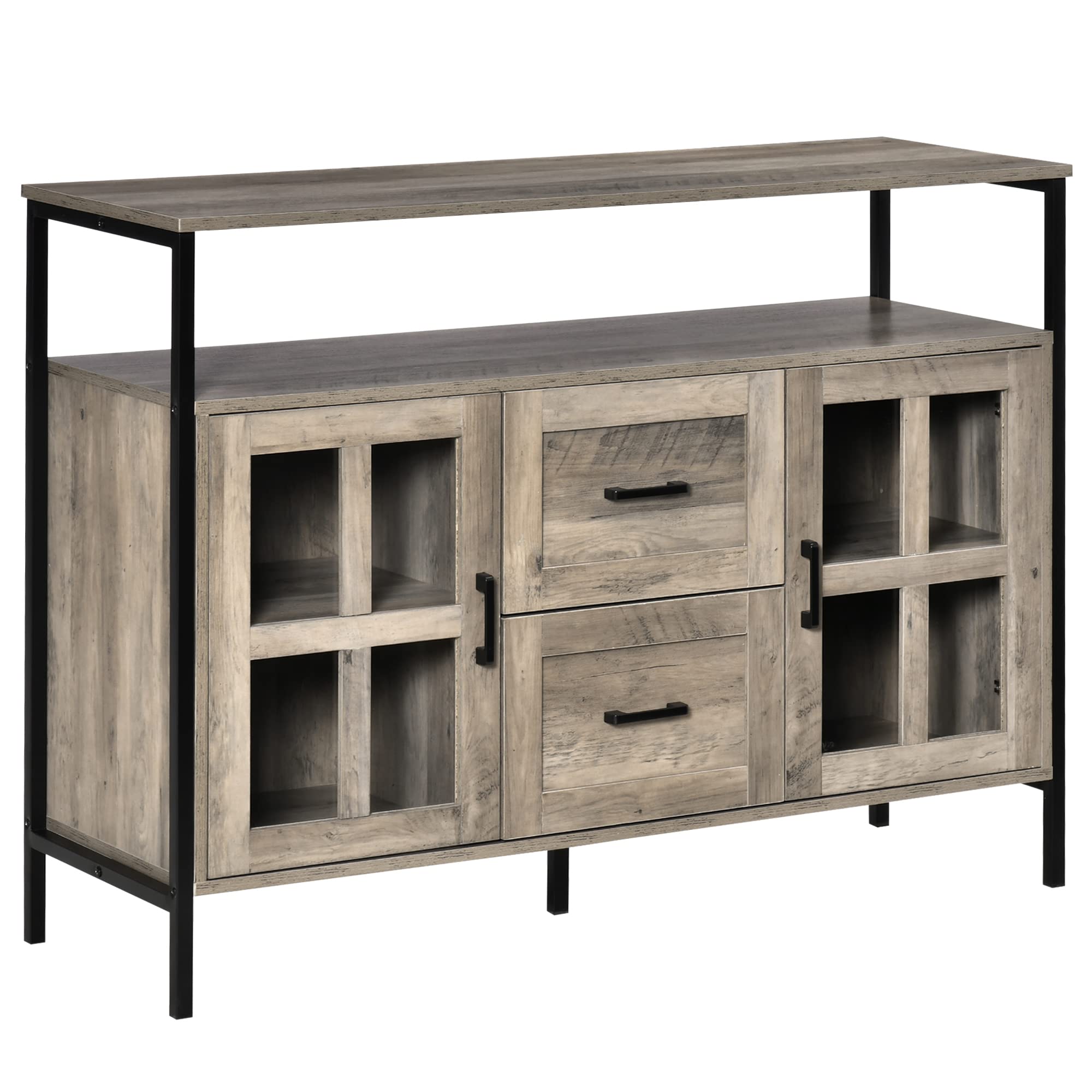 Industrial Sideboard Buffet Cabinet, Coffee Bar Cabinet with Adjustable Shelves