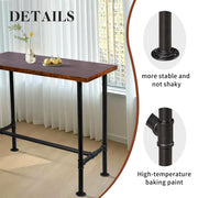 Diwhy DIY Industrial Design Pipe Dining Table Casual Pub BAR Laptop Table Modern Studio Wood and Metal Rectangular Dining Table homeoffice Desk Breakfast high bar Table Brown Desktop 47.3" × 23.6"