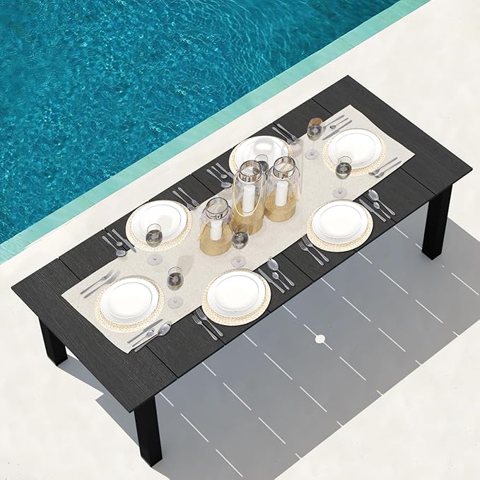 75.2" HDPE Rectangle Outdoor Dining Table for 8