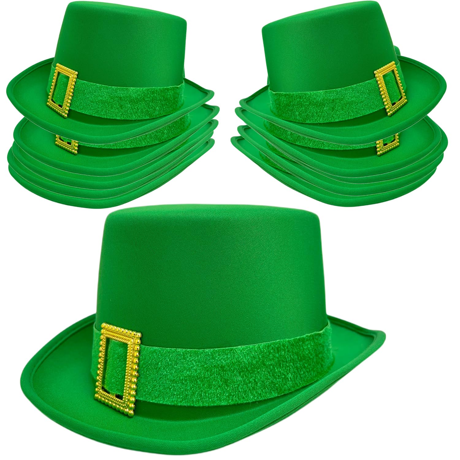 12 Pack St Patrick’s Day Leprechaun Top Hat Bulk Green Satin Hat