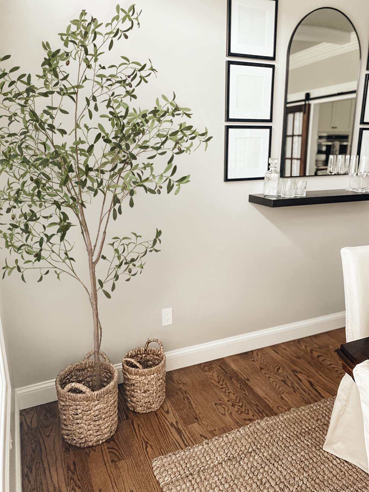 Artificial Olive Tree Tall Fake Potted Olive Silk Tree with Planter Large Faux Olive Branches